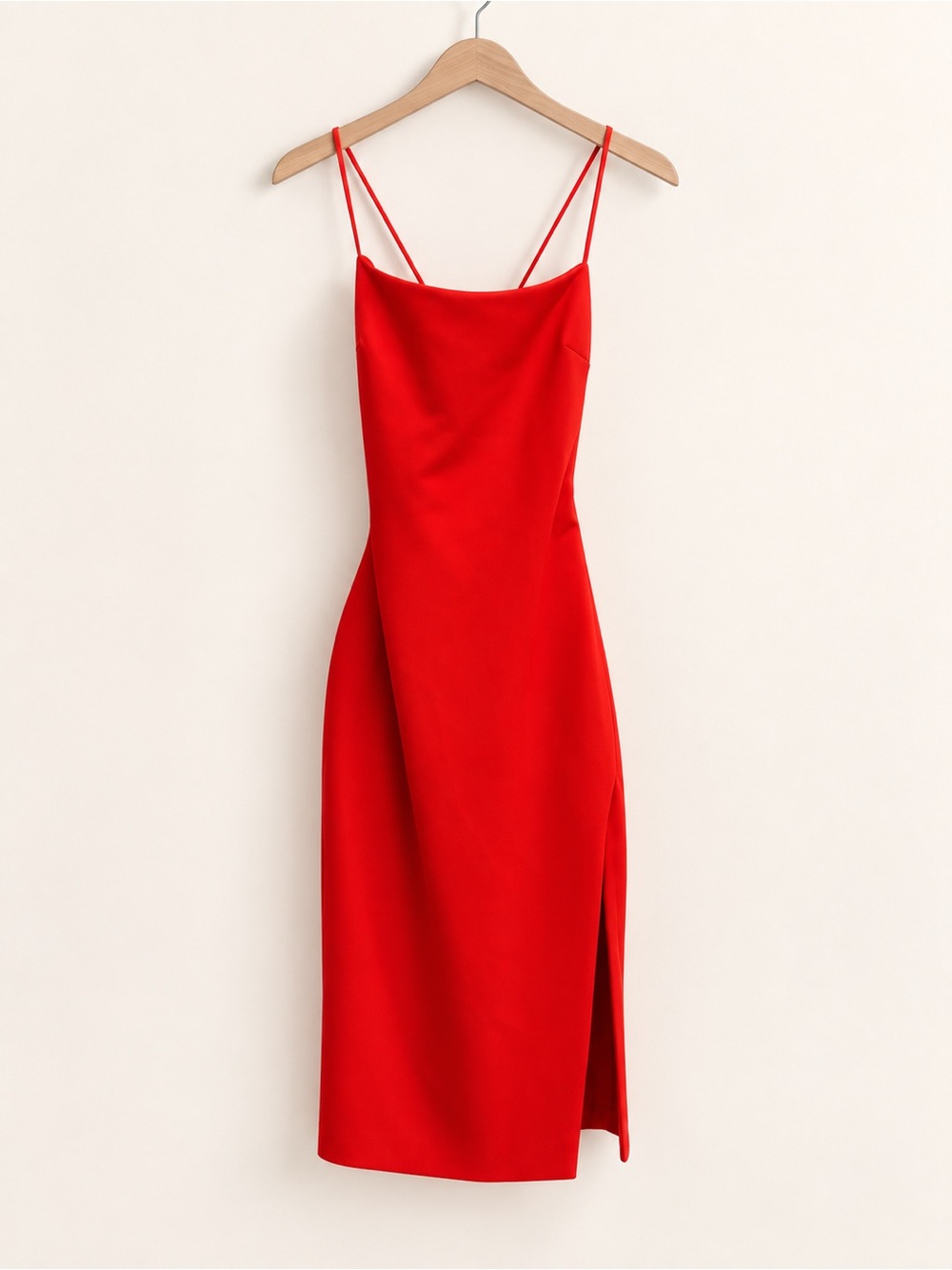 Cinq a Sept Cairen Red Lace-Up Back Midi Dress with Double Spaghetti Straps Sz 2